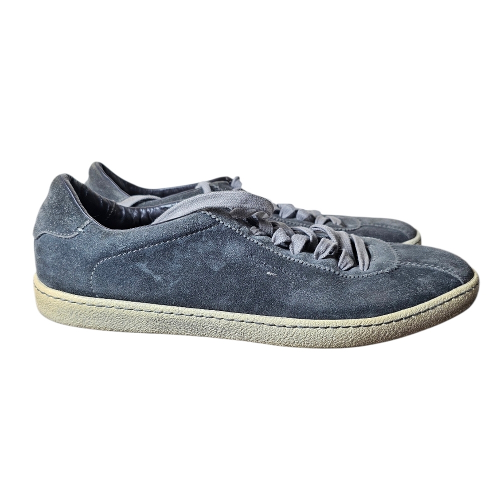 Santoni Gray Suede Old Money Quiet Luxury Sneakers Sz 9D